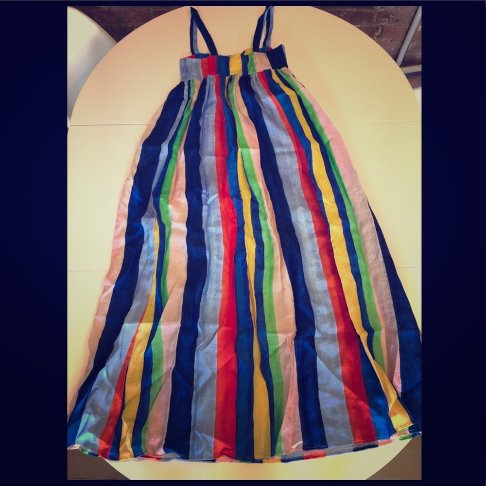 Multi-colored shoulder strap long umbrella frock